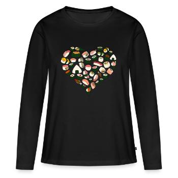 l’amour des sushis - T-shirt manches longues Premium bio Femme - noir - Devant - Julia (174cm)