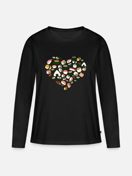 sushi love - Frauen Premium Bio Langarmshirt - Schwarz