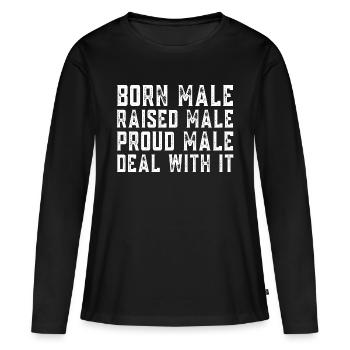 Homme né mâle élevé - T-shirt manches longues Premium bio Femme - noir - Devant - Julia (174cm)