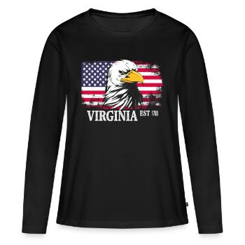 Virginie - T-shirt manches longues Premium bio Femme - noir - Devant - Julia (174cm)