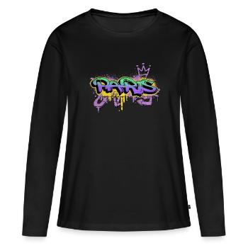 Paris France City Graffiti Spray Sprayer - T-shirt manches longues Premium bio Femme - noir - Devant - Julia (174cm)