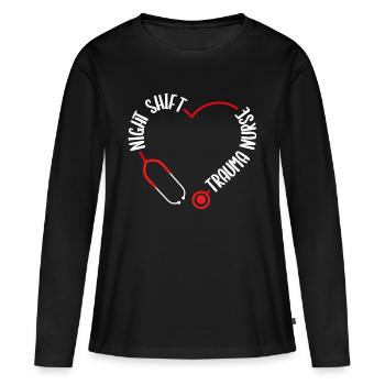 Night Shift Trauma Nurse Stethoscope Nursing - Women's Premium Organic Long Sleeve Shirt - black - Front - Julia (174cm)