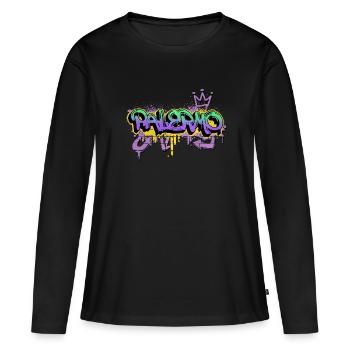 Palerme Italie Ville Graffiti Spray Sprayer - T-shirt manches longues Premium bio Femme - noir - Devant - Julia (174cm)