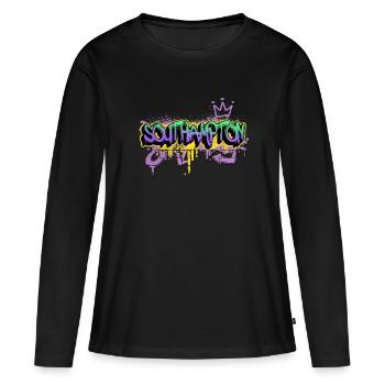 Southampton England City Graffiti Spray Sprayer - T-shirt manches longues Premium bio Femme - noir - Devant - Julia (174cm)