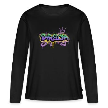 Barcelone Espagne City Graffiti Spray Sprayer - T-shirt manches longues Premium bio Femme - noir - Devant - Julia (174cm)