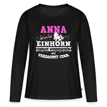 Anna Frauen Einhorn Geschenk - Frauen Premium Bio Langarmshirt - Schwarz - Vorne - Julia (174cm)
