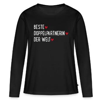 Tennis Doppelpartnerin - Frauen Premium Bio Langarmshirt - Schwarz - Vorne - Julia (174cm)