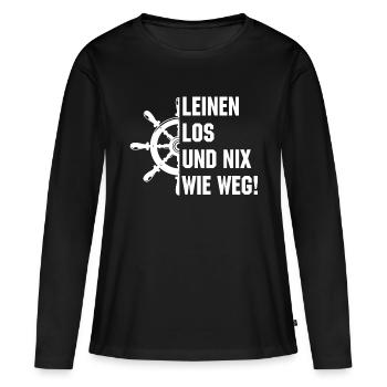 Leinen los und nix wie weg - Frauen Premium Bio Langarmshirt - Schwarz - Vorne - Julia (174cm)