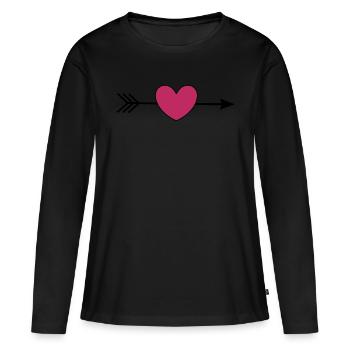 coeur violet avec flèche rouge violet Saint-Valentin - T-shirt manches longues Premium bio Femme - noir - Devant - Julia (174cm)
