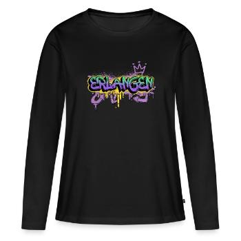 Erlangen Deutschland Stadt Graffiti Spray Sprayer - Frauen Premium Bio Langarmshirt - Schwarz - Vorne - Julia (174cm)