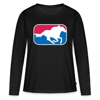 Rennpferd reiten Reitsport Pferde lustige Geschenk - Frauen Premium Bio Langarmshirt - Schwarz - Vorne - Julia (174cm)