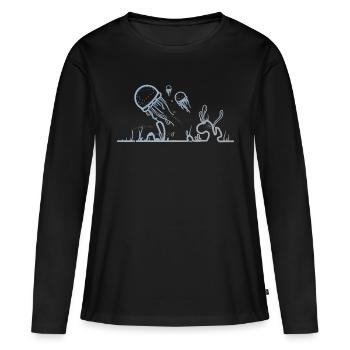 Fond marin - T-shirt manches longues Premium bio Femme - noir - Devant - Julia (174cm)