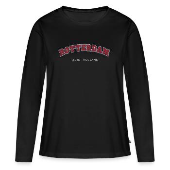 Rotterdam Südholland - Frauen Premium Bio Langarmshirt - Schwarz - Vorne - Julia (174cm)
