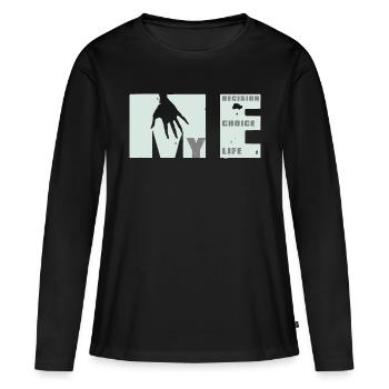 MEvolution: Choix, Décision, Vie - T-shirt manches longues Premium bio Femme - noir - Devant - Julia (174cm)
