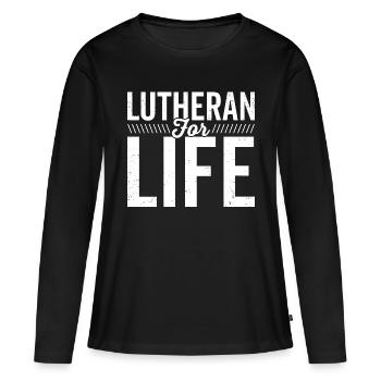 Confirmation de la religion des luthériens pour la vie - T-shirt manches longues Premium bio Femme - noir - Devant - Julia (174cm)