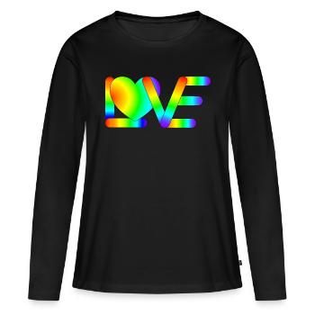 Love in Regenbogen Farben - Frauen Premium Bio Langarmshirt - Schwarz - Vorne - Julia (174cm)