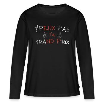 j peux pas j ai Grand prix - T-shirt manches longues Premium bio Femme - noir - Devant - Julia (174cm)