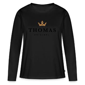 Thomas - Frauen Premium Bio Langarmshirt - Schwarz - Vorne - Julia (174cm)