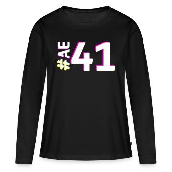 AE41-KARTON - Frauen Premium Bio Langarmshirt - Schwarz - Vorne - Julia (174cm)
