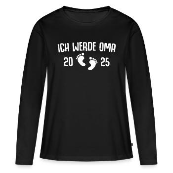 Werdende Oma 2025 Schwangerschaftsverkündung - Frauen Premium Bio Langarmshirt - Schwarz - Vorne - Julia (174cm)