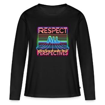 Respectez tous les points de vue - T-shirt manches longues Premium bio Femme - noir - Devant - Julia (174cm)