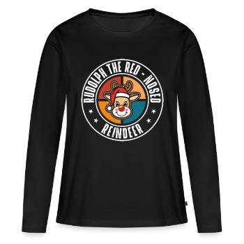 Rudolph - Frauen Premium Bio Langarmshirt - Schwarz - Vorne - Julia (174cm)