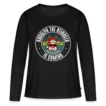 Rudolph - Frauen Premium Bio Langarmshirt - Schwarz - Vorne - Julia (174cm)