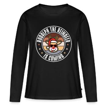 Rudolph - Frauen Premium Bio Langarmshirt - Schwarz - Vorne - Julia (174cm)