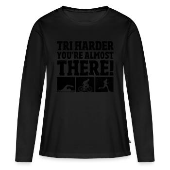 Tri Vous y êtes presque Triathlète Triathlo - T-shirt manches longues Premium bio Femme - noir - Devant - Julia (174cm)
