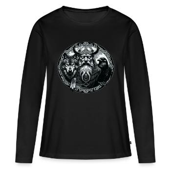 Odin Viking Valhalla Viking Marteau Thor Odin - T-shirt manches longues Premium bio Femme - noir - Devant - Julia (174cm)