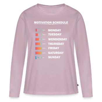 Funny Motivation Schedule T-Shirt Men Woman Kids - Women's Premium Organic Long Sleeve Shirt - dusky pink - Front - Julia (174cm)