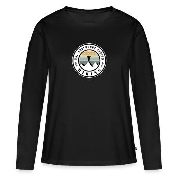 Randonnée - l’aventure commence - T-shirt manches longues Premium bio Femme - noir - Devant - Julia (174cm)