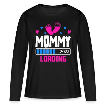 Mama loading 2023, werdende Mutter 2023 - Frauen Premium Bio Langarmshirt - Schwarz - Vorne - Julia (174cm)