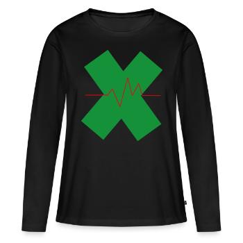 Santé X signe de vie croise le rythme cardiaque - T-shirt manches longues Premium bio Femme - noir - Devant - Julia (174cm)
