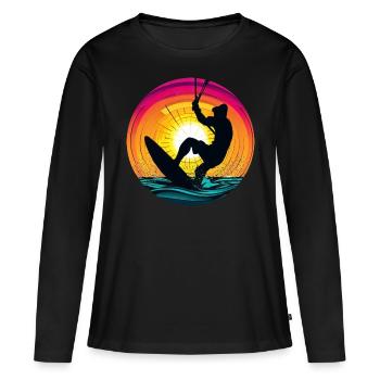 Kitesurfer Sunset Kiting - T-shirt manches longues Premium bio Femme - noir - Devant - Julia (174cm)