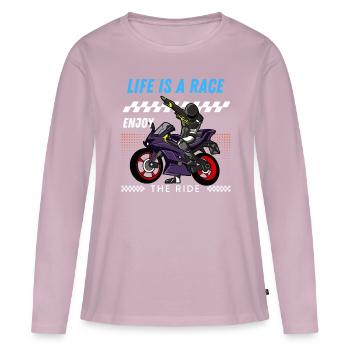 Life is a race, enjoy the ride - Women's Premium Organic Long Sleeve Shirt - dusky pink - Front - Julia (174cm)