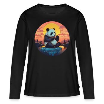 Panda mignon sur la banquise avec des bonbons - Sun - T-shirt manches longues Premium bio Femme - noir - Devant - Julia (174cm)