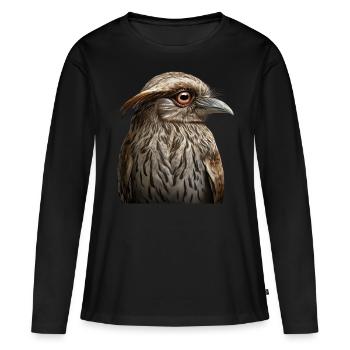 Illustration de l’oiseau Potoo - T-shirt manches longues Premium bio Femme - noir - Devant - Julia (174cm)