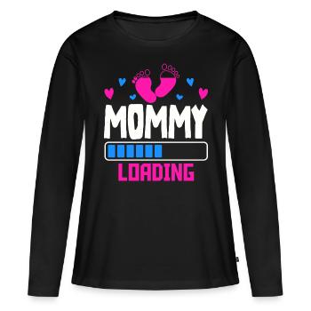 Werdende Mutter, Endlich werde ich ein Mama - Frauen Premium Bio Langarmshirt - Schwarz - Vorne - Julia (174cm)
