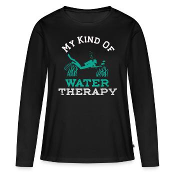 Plongée sous-marine Mon genre de thérapie de l’eau Sous l’eau S - T-shirt manches longues Premium bio Femme - noir - Devant - Julia (174cm)