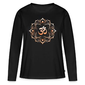 Résonance cosmique : le Om sacré - T-shirt manches longues Premium bio Femme - noir - Devant - Julia (174cm)