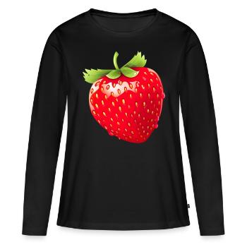 Erdbeere Erdbeeren für einen Erdbeer Liebhaber - Frauen Premium Bio Langarmshirt - Schwarz - Vorne - Julia (174cm)