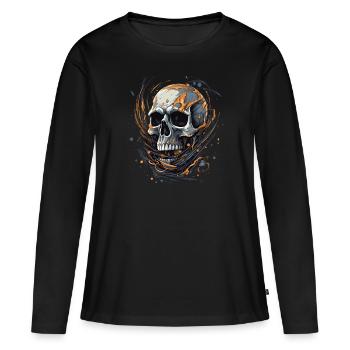 Déguisement de squelette d’Halloween - T-shirt manches longues Premium bio Femme - noir - Devant - Julia (174cm)