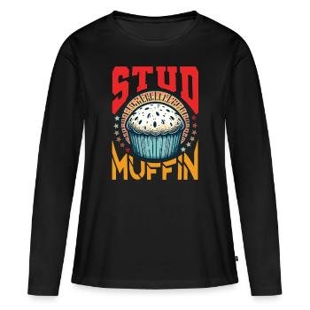 Charming Stud Muffin Graphic Design - Women's Premium Organic Long Sleeve Shirt - black - Front - Julia (174cm)