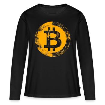 Bitcoin Grunge Digital Gold - Women's Premium Organic Long Sleeve Shirt - black - Front - Julia (174cm)