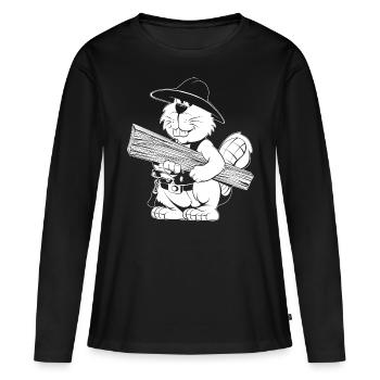 Caricature de charpentier - T-shirt manches longues Premium bio Femme - noir - Devant - Julia (174cm)