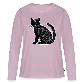 Mystische schwarze Katze - Frauen Premium Bio Langarmshirt - Altrosa - Vorne - Julia (174cm)