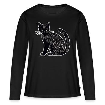 Chat noir mystique - T-shirt manches longues Premium bio Femme - noir - Devant - Julia (174cm)
