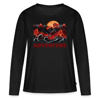 Aventure - T-shirt manches longues Premium bio Femme - noir - Devant - Julia (174cm)