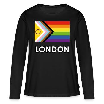 Drapeau de progrès de la fierté inclusive de Londres - T-shirt manches longues Premium bio Femme - noir - Devant - Julia (174cm)